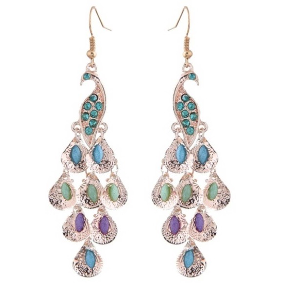 poshwithbon Jewelry - Blue & Purple Dainty Peacock Fashion Earrings